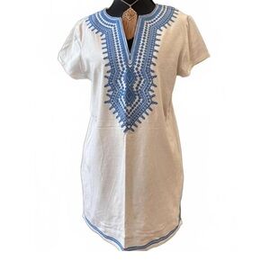 C. Wonder White Dress with Blue Embroidery